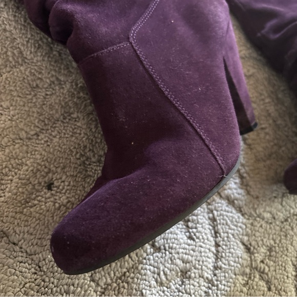 Sz 9B Jessica Simpson Deep Purple Heeled Boots with defects sexy club shoes - Picture 14 of 16